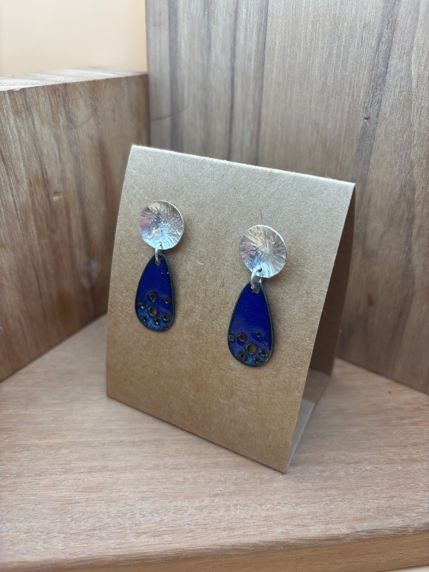 Handcrafted silver and enamel stud earrings