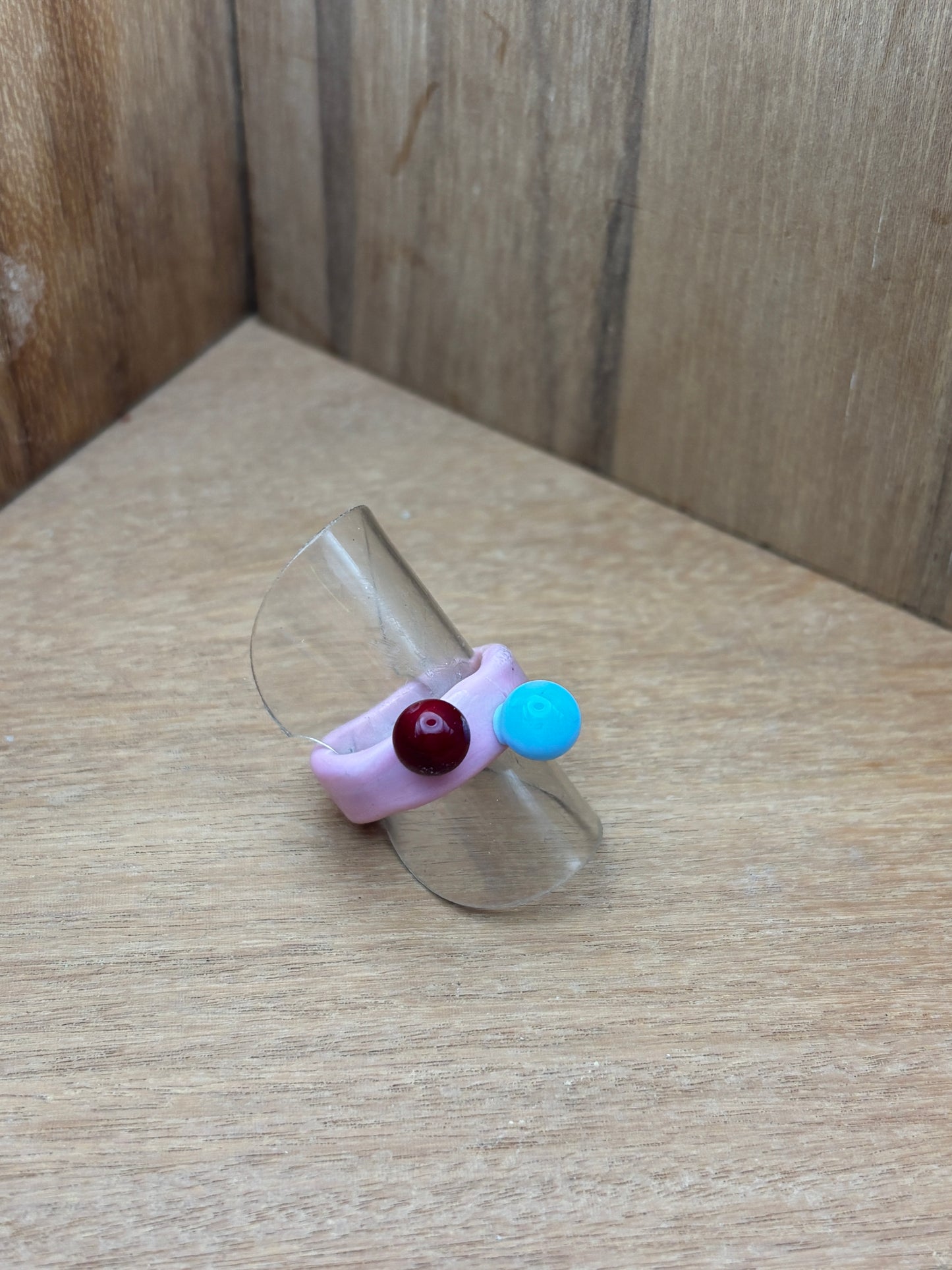 Glass Colorful ring. Pink/Red/Blue