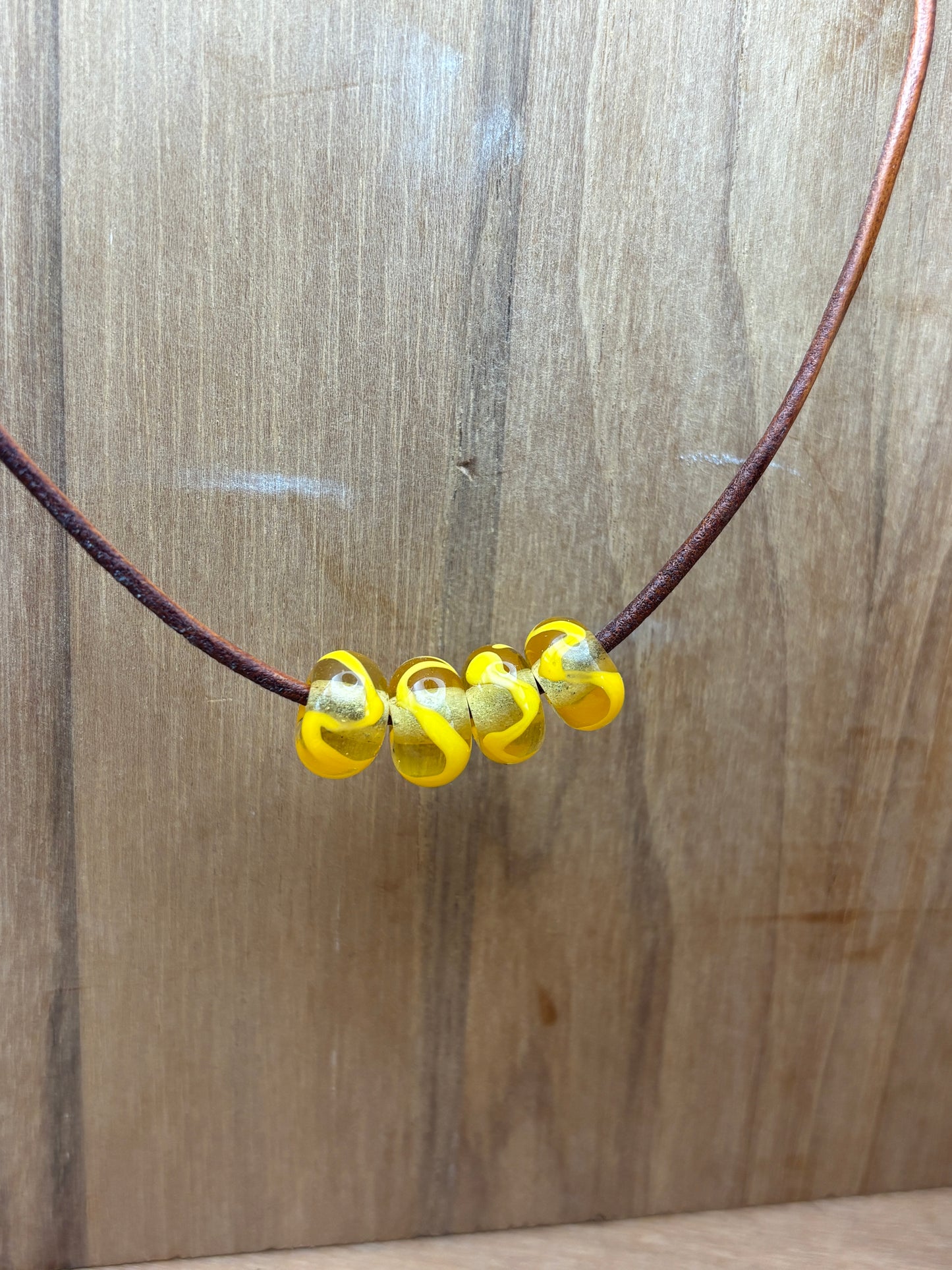 Viking Glass Bead - Transparent Orange with Yellow Details