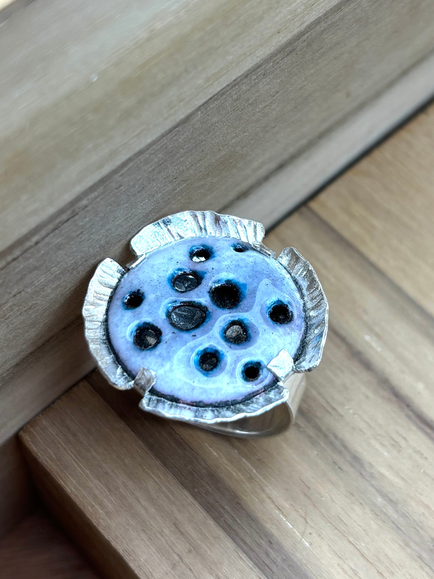 Handcrafted Silver and Enamel Coral Reef Ring
