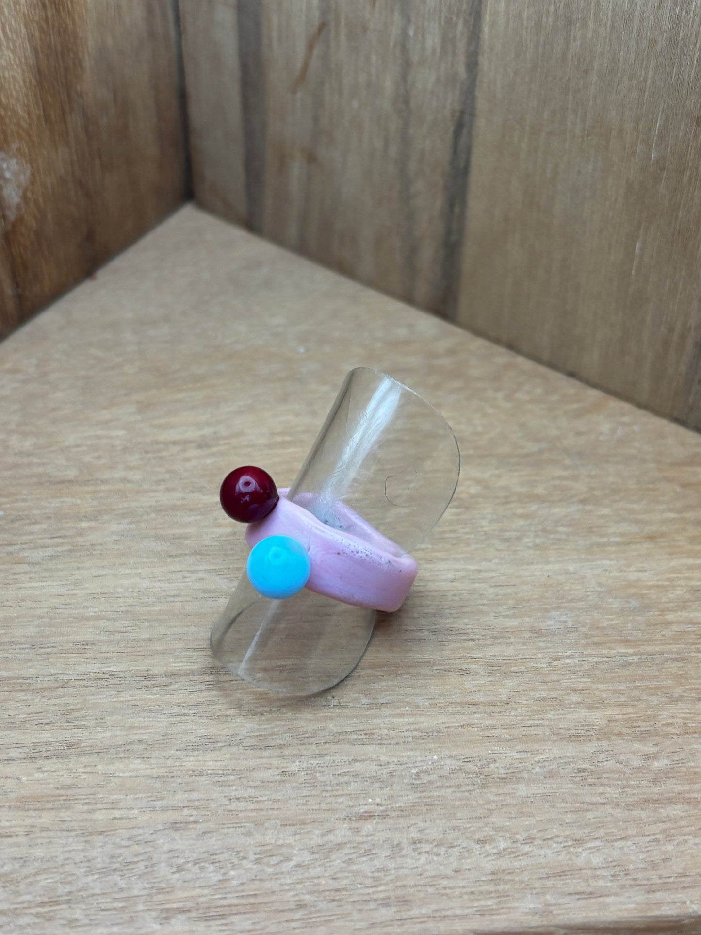 Glass Colorful ring. Pink/Red/Blue