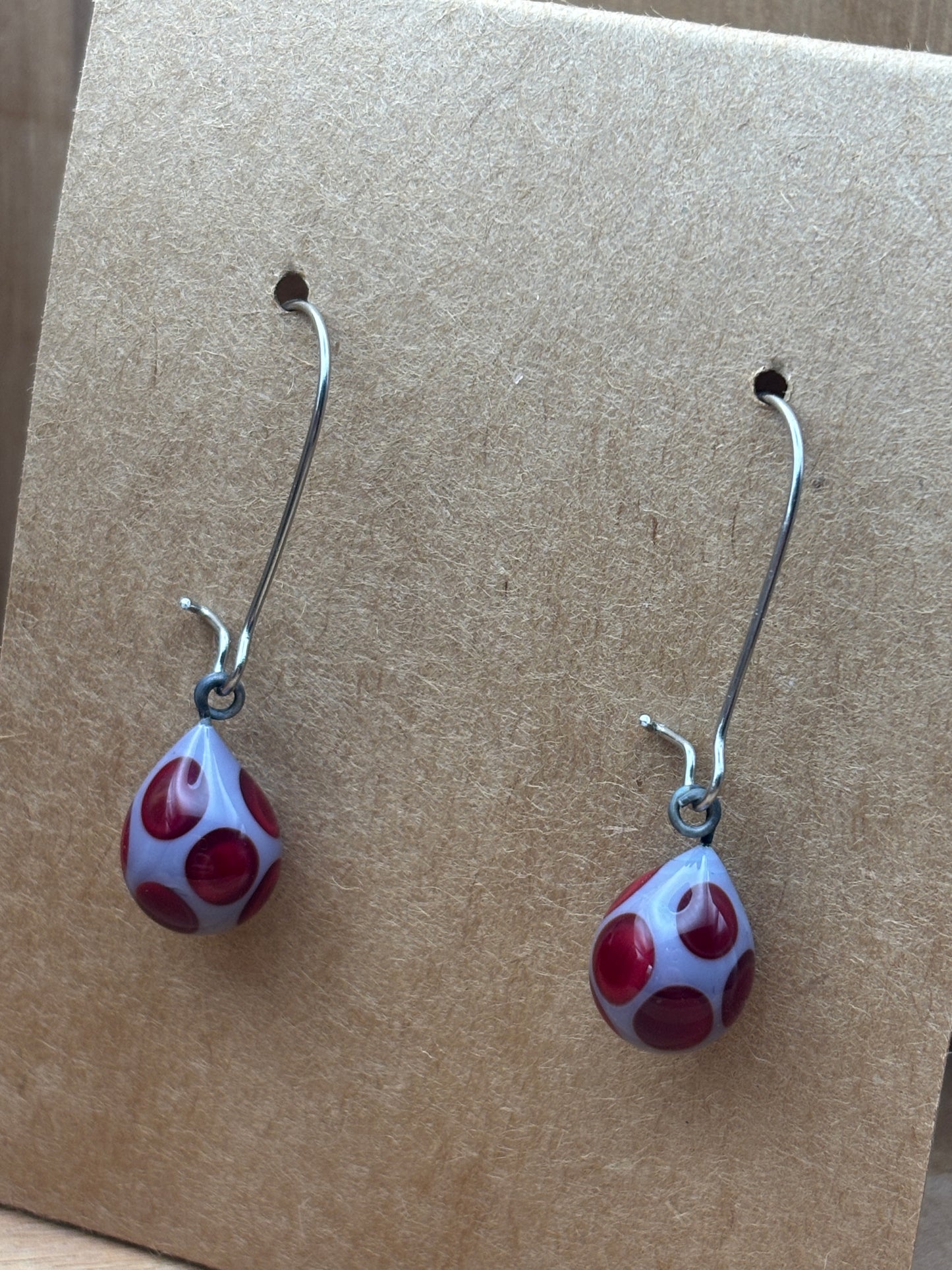 Handcrafted Glass Drop Earrings - Lilac and Burgundy