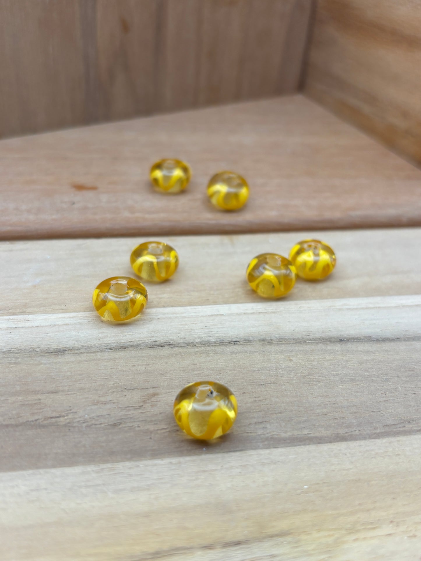 Viking Glass Bead - Transparent Orange with Yellow Details