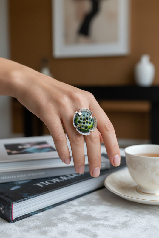 Elegant enamel ring lifestyle photo